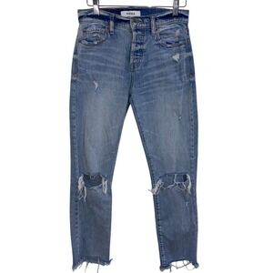 Pistola Distressed‎ High Rise Jeans Ripped Frayed Hem Light Wash Size 24